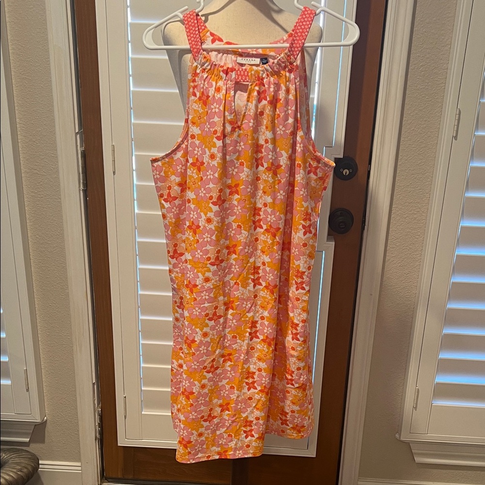 Cabana Life Floral Sleeveless Dress Large NWT